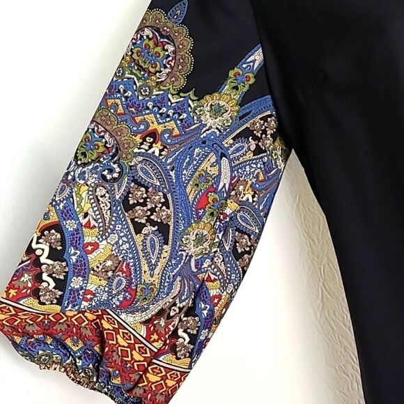 Gibiu Black Bohemian Shift Dress with Colorful Print, Size Medium - Picture 5 of 10